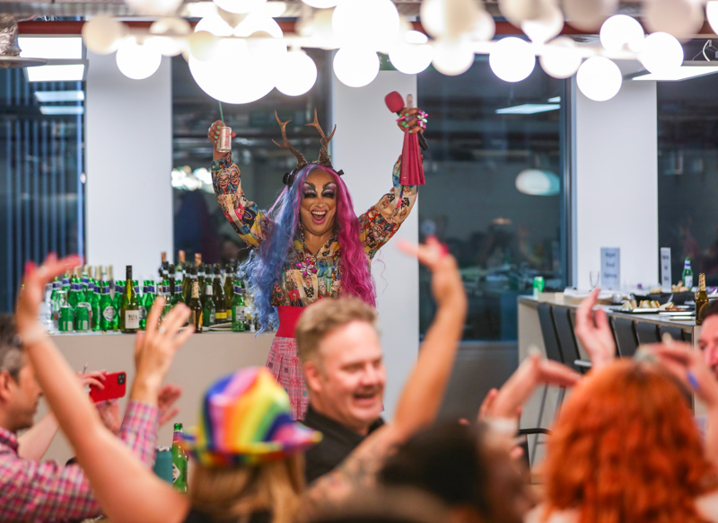 Celebrating together.